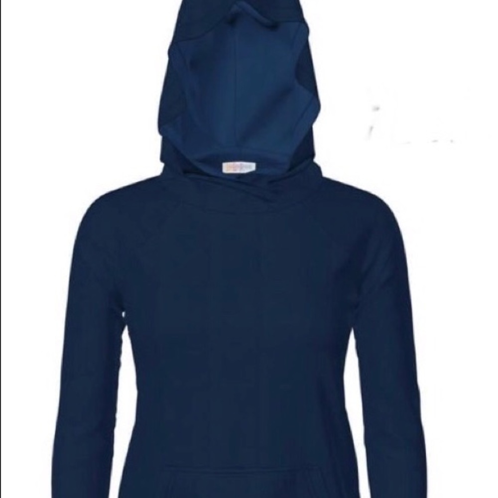 Lularoe M Amber Hoodie Solid Navy Blue Hacci